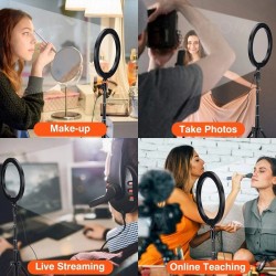 LED selfie ring - fyllningslampa - med stativ - för smink/video/foton - dimbar