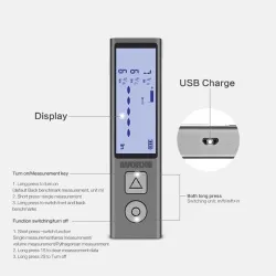 MultimetrosMini laser digital rangefinder - 40m - WX013 - LCD - handheld - pocket - USB - rechargeable