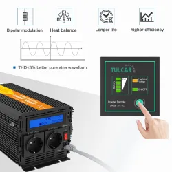 Zuivere sinusomvormer - afstandsbediening - LCD-display - omvormer voor zonne-energie - DC 24V naar AC 220V - 1500WSolar