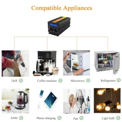 Pure sine wave power converter - remote control - LCD display - solar inverter - DC 24V to AC 220V - 1500W