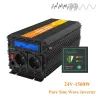 Konwerter mocy czystej fali sinusoidalnej - pilot - wyświetlacz LCD - falownik solarny - DC 24V do AC 220V - 1500WSolar