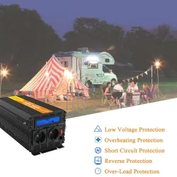 Pure sine wave power converter - remote control - LCD display - solar inverter - DC 24V to AC 220V - 1500W