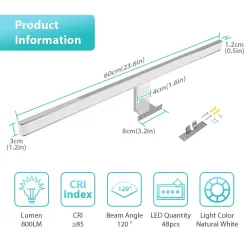 Oświetlenie lustra - kinkiet - LED - wodoodporny - 10W - 800LM - 60cmKinkiety