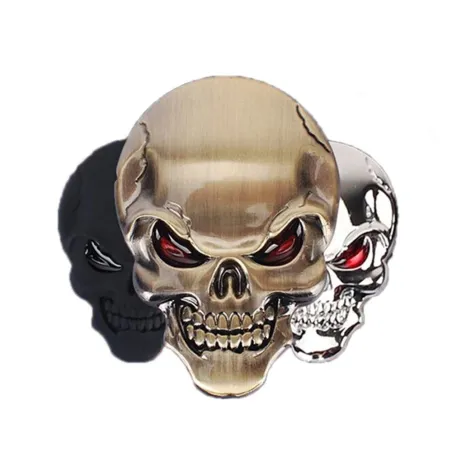 Czaszka 3D - metalowa naklejka na samochód / motocykl - emblematNaklejki