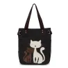Klassieke canvas tas met bedrukte katHandtassen