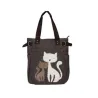 Klassieke canvas tas met bedrukte katHandtassen