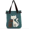 Klassieke canvas tas met bedrukte katHandtassen