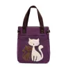 Klassieke canvas tas met bedrukte katHandtassen