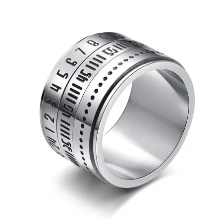 Titanium ring met Arabische cijfers & draaitijd - kalenderRingen