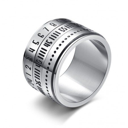 Titanium ring with arabic numerals & time rotating - calendar
