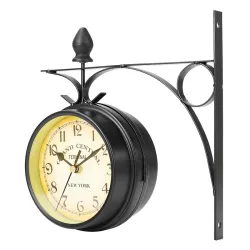 Vintage - retro - double sided round clock - wall mounted