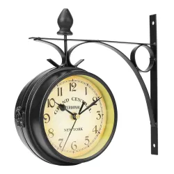 Vintage - retro - double sided round clock - wall mounted
