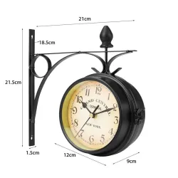 Vintage - rétro - horloge ronde double face - murale
