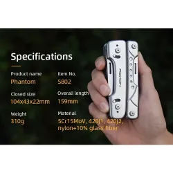 AlicatesROXON S802 Phantom - multi tool - pliers / scissors with replaceable knife / wire cutters