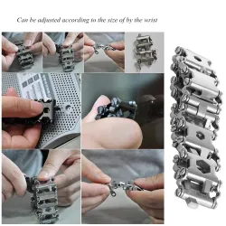 29 in 1 multi tool - stainless steel bracelet - screwdriver / bottle opener / allen wrench