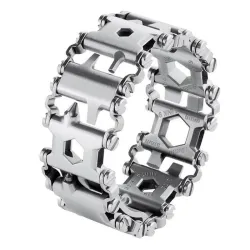 29 in 1 multi tool - stainless steel bracelet - screwdriver / bottle / can opener / allen wrench