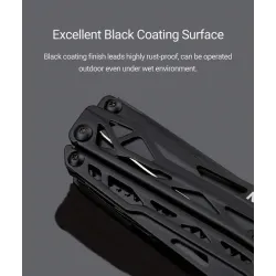 NexTool Black Knight - 11 i 1 multifunksjonsverktøy - brettetang / saks / åpner / skrutrekkere