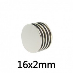 N35 - neodymium magneet - sterke ronde schijf - 16 * 2 mmN35