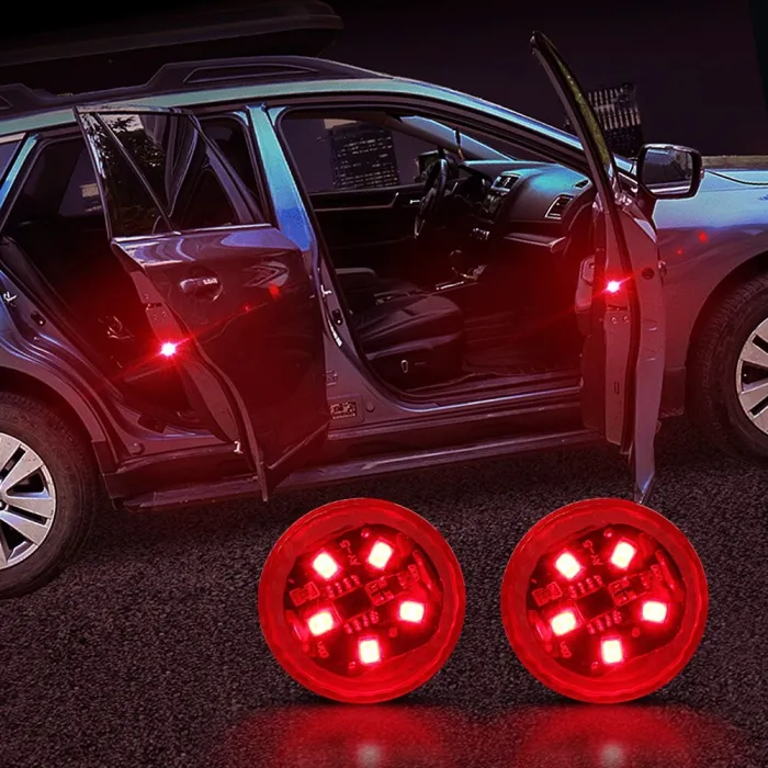 Car door LED warning light - wireless magnetic induction - 2 pieces