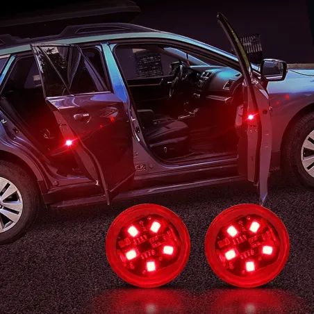 Car door LED warning light - wireless magnetic induction - 2 pieces