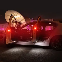 Car door LED warning light - wireless magnetic induction - 2 pieces
