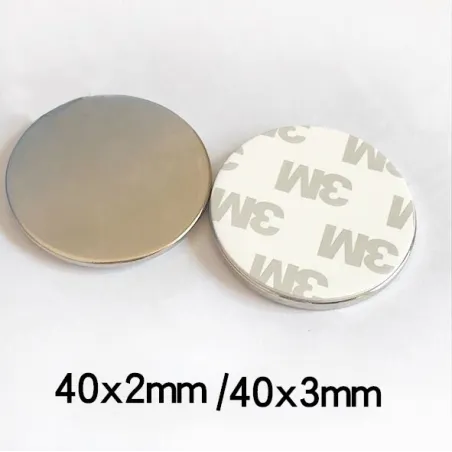 N35 - magnes neodymowy - mocny okrągły krążek - z taśmą dwustronną 3M - 40*2mm / 40*3mmN35