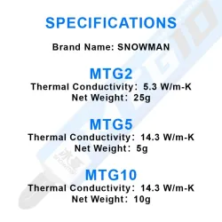 Thermal paste - 14.3W/mk grease - for AMD intel processor / CPU cooling fan / VGA / GPU - MTG10 / MTG5 / MTG2