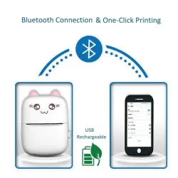 Portable pocket mini printer - thermal - Bluetooth - for pictures / labels - Android / iOS