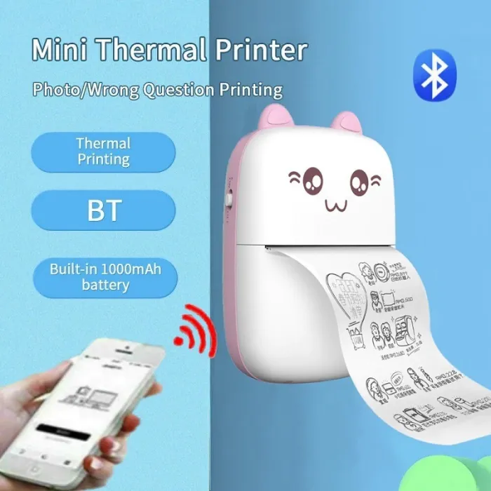Portable pocket mini printer - thermal - Bluetooth - for pictures / labels - Android / iOS