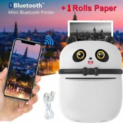 Przenośna mini drukarka termiczna - szybkie drukowanie - Bluetooth / IOS / Android / Windows - kształt pandyDrukarki