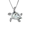 Luxus Vintage Halskette mit Kristallschildkröte - blau / weißer Opal