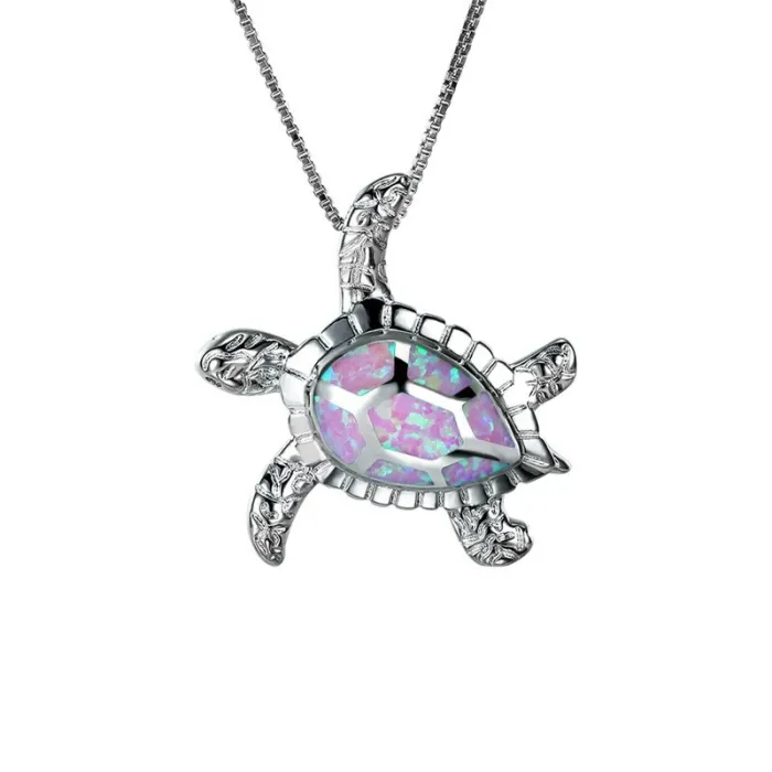 Luxe vintage collier met kristallen schildpad - blauw/wit opaalHalskettingen