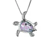 Luxe vintage collier met kristallen schildpad - blauw/wit opaalHalskettingen
