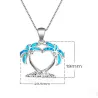 Coconut tree pendant - with blue opal - necklace