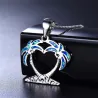 Coconut tree pendant - with blue opal - necklace