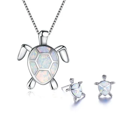 Elegante Halskette / Ohrringe mit Meeresschildkröte - Schmuckset
