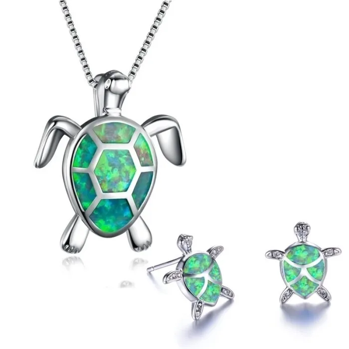 Elegante ketting / oorbellen met zeeschildpad - sieradensetSieradensets