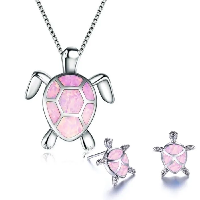 Elegante ketting / oorbellen met zeeschildpad - sieradensetSieradensets