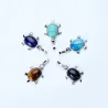 Silver tortoise pendant - for necklace - natural stone