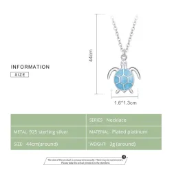 CollarElegant necklace with blue turtle - 925 sterling silver