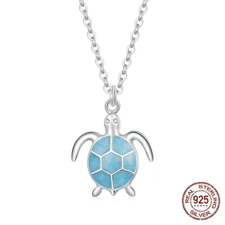 CollarElegant necklace with blue turtle - 925 sterling silver