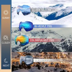 Professionelle Skibrille - OTG - Anti-Fog - Doppelschichtige sphärische Gläser - Snowboard-Sonnenbrille
