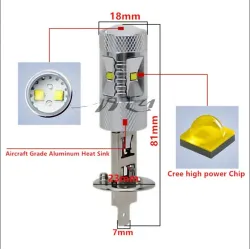 H1 LED -lampa - Hög effekt - 60W - CREE -chip - 6000K - 2 st