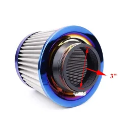 Cold air intake filter - high flow - for racing cars - 3" - 76mm