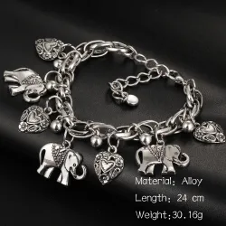 Vintage armband - met olifanten / parels / veiligheidsspeldArmbanden