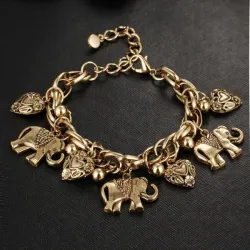 Vintage Armband - mit Elefanten / Perlen / Sicherheitsnadel