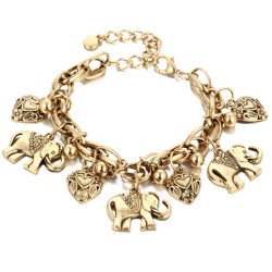 Vintage bracelet - with elephants / pearls / safety pin