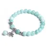 Modisches Armband mit Elefant - Naturstein - Chalcedon / Türkis / Shoushanstein / Malachit / Quarz