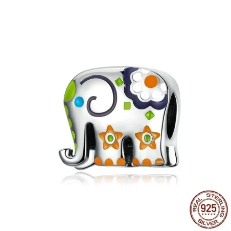 Thailand elephant - colorful enamel - 925 Sterling Silver - charm for bracelet