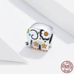 Thailand elephant - colorful enamel - 925 Sterling Silver - charm for bracelet